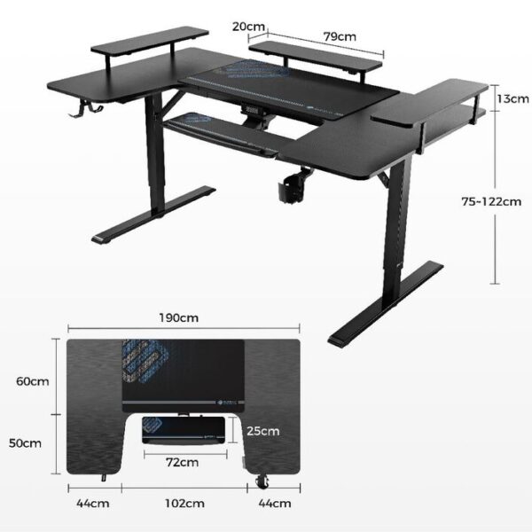 Eureka U-Shaped Sit Stand Desk Black-3