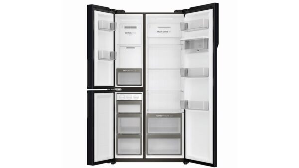 Haier 575L S+ 3-Door Side By Side Fridge with Non-Plumbed Water Dispenser - Black