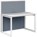 Stilford Screen 1200 W x 1250 H mm White Frame Grey Fabric -2